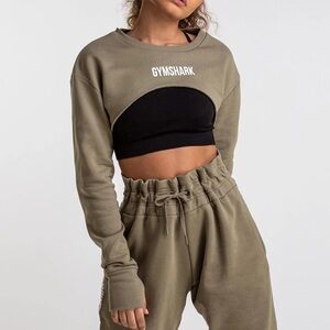 Gymshark - Super Cropped Sweatshirt - Khaki - XS